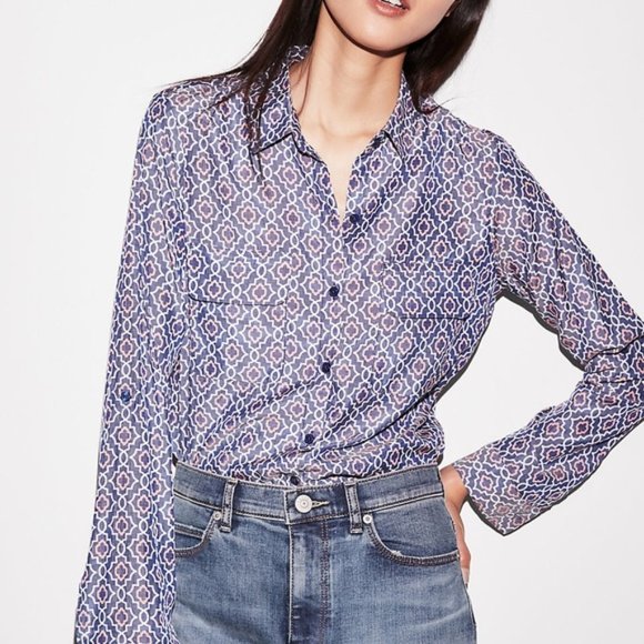 Express Geometric Print Button Down City Shirt - Picture 7 of 7